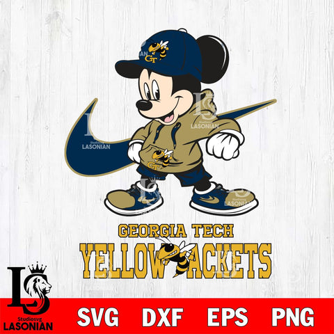 Georgia Tech Yellow Jackets Mickey Mouse NIKE, Svg Eps Dxf Png File, Digital Download