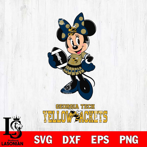Georgia Tech Yellow Jackets Minnie Mouse, Svg Eps Dxf Png File, Digital Download