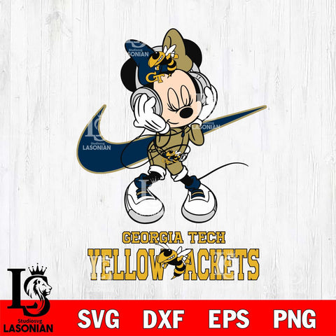 Georgia Tech Yellow Jackets Minnie Mouse Dancing NIKE, Svg Eps Dxf Png File, Digital Download