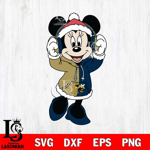 Georgia Tech Yellow Jackets Minnie Mouse Disney Football Christmas File Cut, NCAA SVG DXF EPS PNG FILE, Digital Download , Criucut , Silhouette