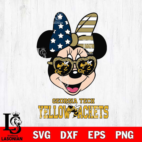 Georgia Tech Yellow Jackets Minnie Mouse Love 2, Svg Eps Dxf Png File, Digital Download