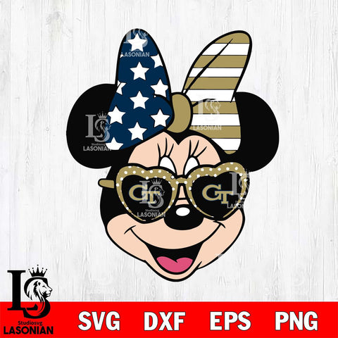 Georgia Tech Yellow Jackets Minnie Mouse Love Svg Eps Dxf Png File, NCAA svg, Digital Download, Instant Download