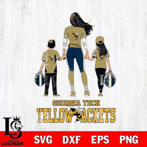 Georgia Tech Yellow Jackets Mother and son Rugby SVG DXF EPS PNG FILE,NCAA SVG, Father day Digital Download,Instant Download, Silhouette