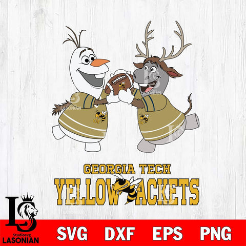 Georgia Tech Yellow Jackets Olaf & Sven Football Cricut,Christmas SVG DXF EPS PNG FILE, NCAA Digital Download,Instant Download, Silhouette