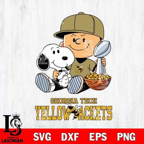 Georgia Tech Yellow Jackets Peanuts Snoopy Champion football SVG DXF EPS PNG FILE,Snoopy File Cut, NCAA Digital Download,Instant Download,Christmas Silhouette