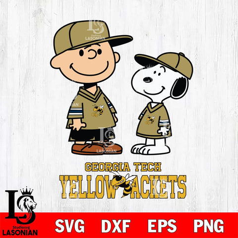 Georgia Tech Yellow Jackets Peanuts Snoopy Football SVG DXF EPS PNG FILE,Snoopy File Cut, NCAA Digital Download,Instant Download,Christmas Silhouette
