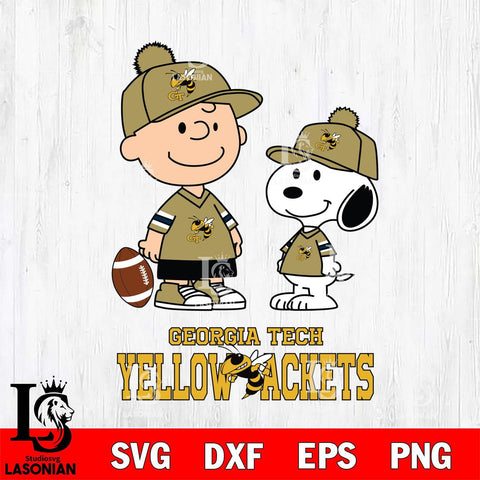 Georgia Tech Yellow Jackets Peanuts Snoopy Friends Football SVG DXF EPS PNG FILE,Snoopy File Cut, NCAA Digital Download,Instant Download,Christmas Silhouette