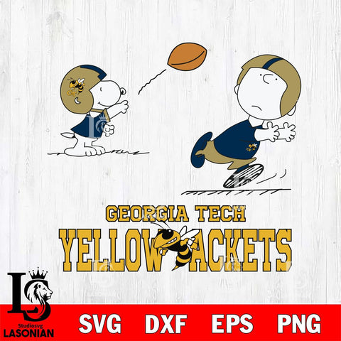 Georgia Tech Yellow Jackets Peanuts play football SVG DXF EPS PNG FILE,Snoopy File Cut, NCAA Digital Download,Instant Download,Christmas Silhouette