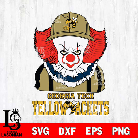 Georgia Tech Yellow Jackets Pennywise Horror Sport 10 Svg Eps Dxf Png File, Digital Download