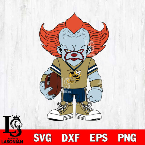 Georgia Tech Yellow Jackets Pennywise Horror Sport 11 Svg Eps Dxf Png File, Digital Download