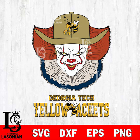 Georgia Tech Yellow Jackets Pennywise Horror Sport 12 Svg Eps Dxf Png File, Digital Download