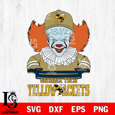 Georgia Tech Yellow Jackets Pennywise Horror Sport 2 Svg Eps Dxf Png File, Digital Download