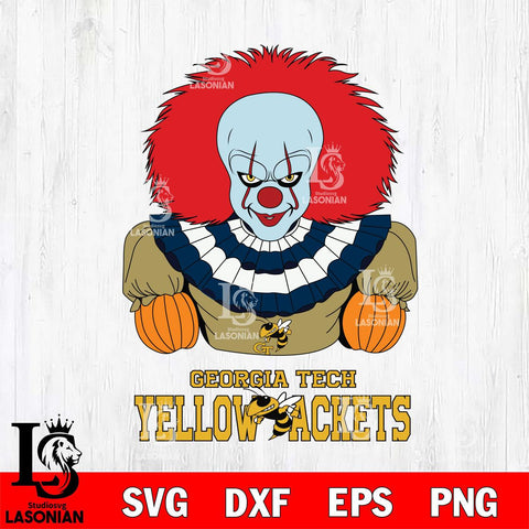 Georgia Tech Yellow Jackets Pennywise Horror Sport 3 Svg Eps Dxf Png File, Digital Download