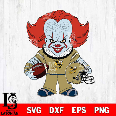 Georgia Tech Yellow Jackets Pennywise Horror Sport Svg Eps Dxf Png File, Digital Download