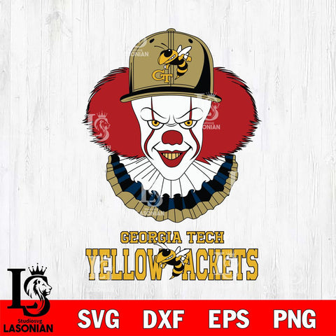 Georgia Tech Yellow Jackets Pennywise Horror Sport 4 Svg Eps Dxf Png File, Digital Download