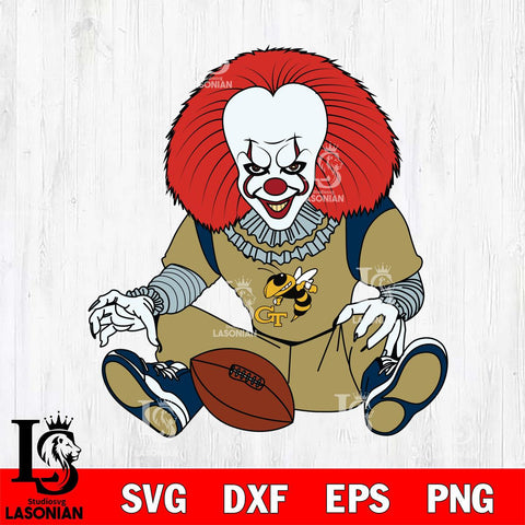 Georgia Tech Yellow Jackets Pennywise Horror Sport 6 Svg Eps Dxf Png File, Digital Download