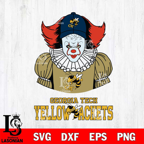 Georgia Tech Yellow Jackets Pennywise Horror Sport 7 Svg Eps Dxf Png File, Digital Download