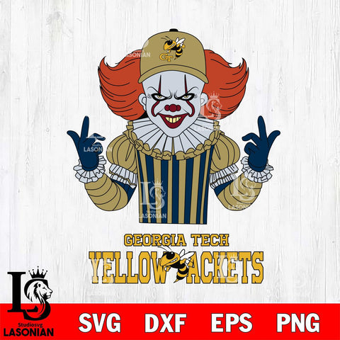 Georgia Tech Yellow Jackets Pennywise Horror Sport 8 Svg Eps Dxf Png File, Digital Download