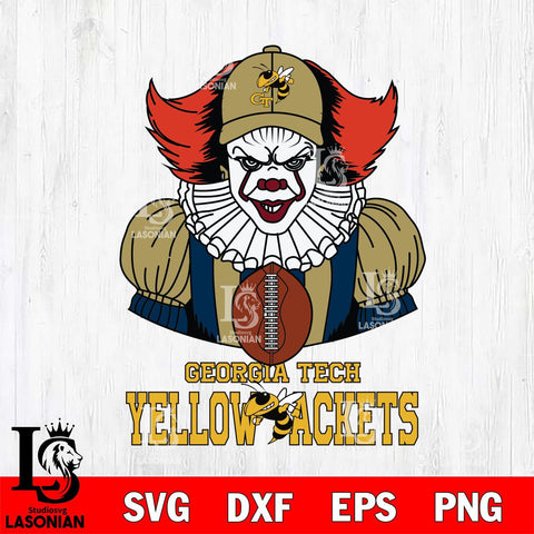 Georgia Tech Yellow Jackets Pennywise Horror Sport 9 Svg Eps Dxf Png File, Digital Download
