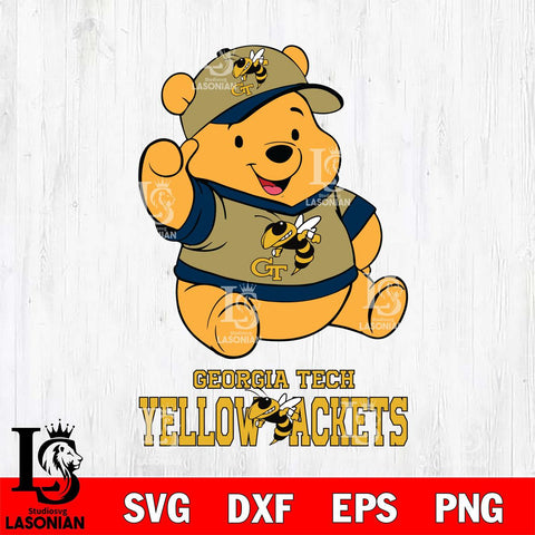 Georgia Tech Yellow Jackets Pooh Bear Disney, Svg Eps Dxf Png File, Digital Download