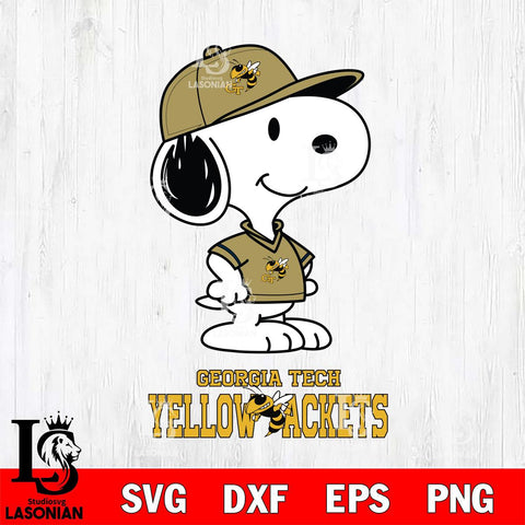 Georgia Tech Yellow Jackets Snoopy Football sport SVG DXF EPS PNG FILE,Snoopy File Cut, NCAA Digital Download,Instant Download,Christmas Silhouette