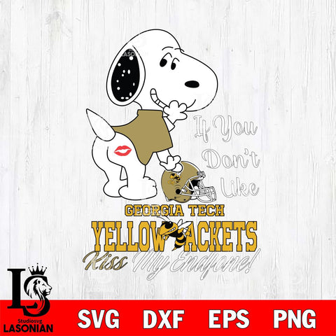 Georgia Tech Yellow Jackets Snoopy If you dont like kiss SVG DXF EPS PNG FILE,Snoopy File Cut, NCAA Digital Download,Instant Download,Christmas Silhouette