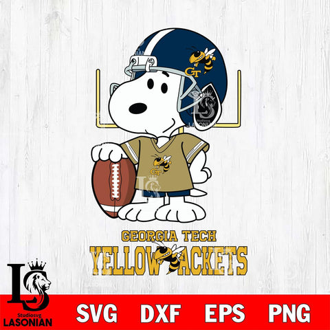 Georgia Tech Yellow Jackets Snoopy Player Football SVG DXF EPS PNG FILE,Snoopy File Cut, NCAA Digital Download,Instant Download,Christmas Silhouette