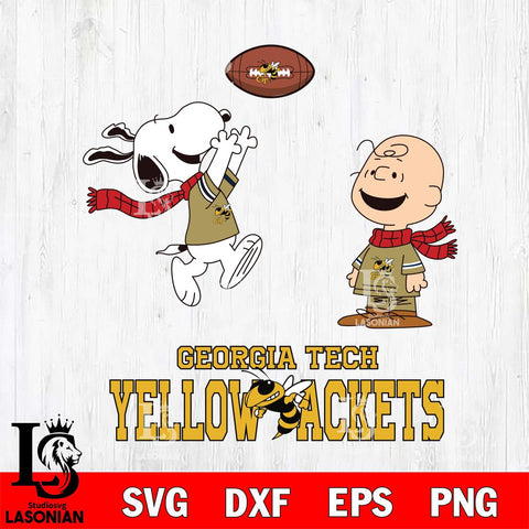 Georgia Tech Yellow Jackets Snoopy & Charlie Brown Football Cricut,Christmas SVG DXF EPS PNG FILE, NCAA Digital Download,Instant Download, Silhouette