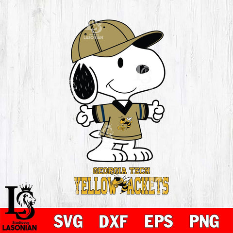 Georgia Tech Yellow Jackets Snoopy football SVG DXF EPS PNG FILE,Snoopy File Cut, NCAA Digital Download,Instant Download,Christmas Silhouette