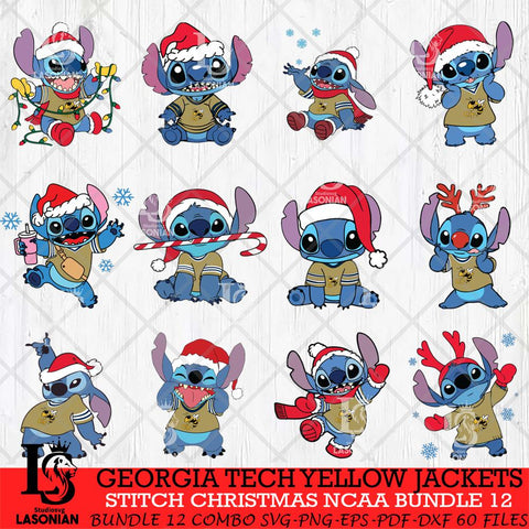 Georgia Tech Yellow Jackets Stitch Christmas NCAA Bundle 12 Svg Eps Dxf Png File, Digital Download, Instant Download