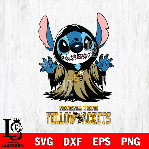 Georgia Tech Yellow Jackets Stitch Ghost Svg Eps Dxf Png File, NCAA svg, Digital Download, Instant Download