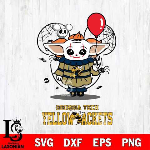 Georgia Tech Yellow Jackets Stitch Pennywise Halloween Svg Eps Dxf Png File, Digital Download, Instant Download