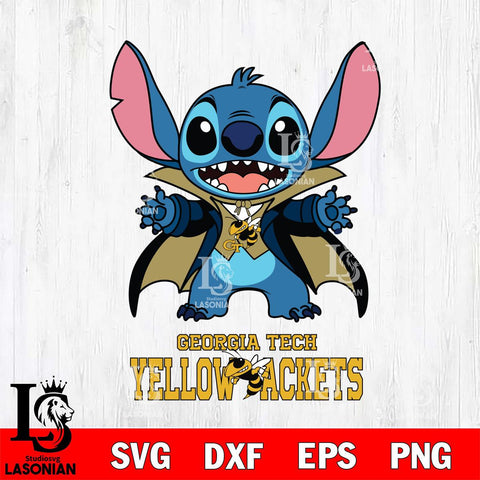 Georgia Tech Yellow Jackets Stitch Vampire halloween Svg Eps Dxf Png File, NCAA svg, Digital Download, Instant Download