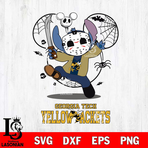 Georgia Tech Yellow Jackets Stitch jason voorhees Halloween Svg Eps Dxf Png File, Digital Download, Instant Download