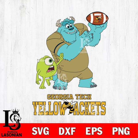 Georgia Tech Yellow Jackets Sully & Mike Football Cricut,Christmas SVG DXF EPS PNG FILE, NCAA Digital Download,Instant Download, Silhouette