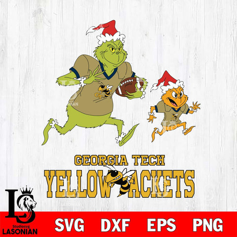 Georgia Tech Yellow Jackets The Grinch & Max Football Cricut,Christmas SVG DXF EPS PNG FILE, NCAA Digital Download,Instant Download, Silhouette