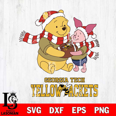 Georgia Tech Yellow Jackets Winnie the Pooh & Piglet Football Cricut,Christmas SVG DXF EPS PNG FILE, NCAA Digital Download,Instant Download, Silhouette