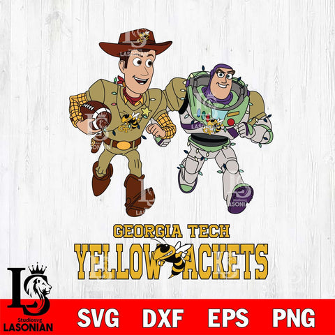 Georgia Tech Yellow Jackets Woody & Buzz Lightyear Football Cricut,Christmas SVG DXF EPS PNG FILE, NCAA Digital Download,Instant Download, Silhouette