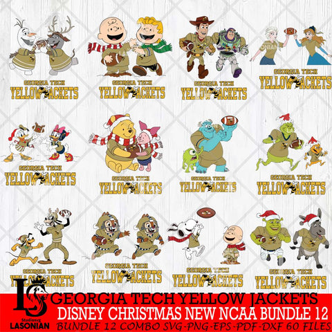 Georgia Tech Yellow Jackets  Disney Christmas New NCAA Bundle 12 Cricut,Christmas SVG DXF EPS PNG FILE, BUNDLE NCAA Digital Download,Instant Download, Silhouette
