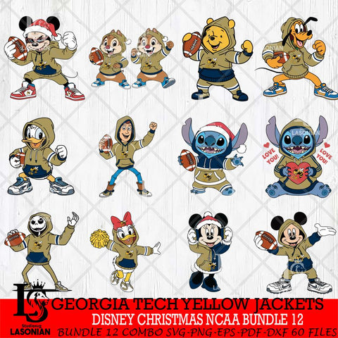 Georgia Tech Yellow Jackets  Disney christmas NCAA Bundle File Cut, Bundle NCAA SVG DXF EPS PNG FILE, Digital Download , Criucut , Silhouette