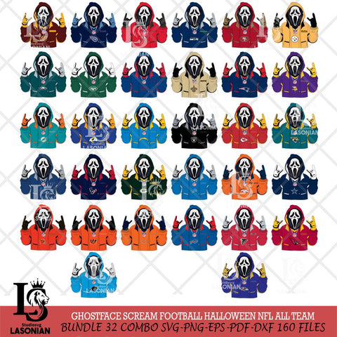 Ghostface Scream Football Halloween NFL Svg Eps Dxf Png File, Bundle NFL svg, Digital Download, Instant Download