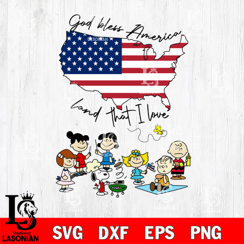 God Bless America Land That I Love Snoopy 4th Of July Svg Eps Dxf Png File, File Cut,Digital Download,Instant Download, Svg Files