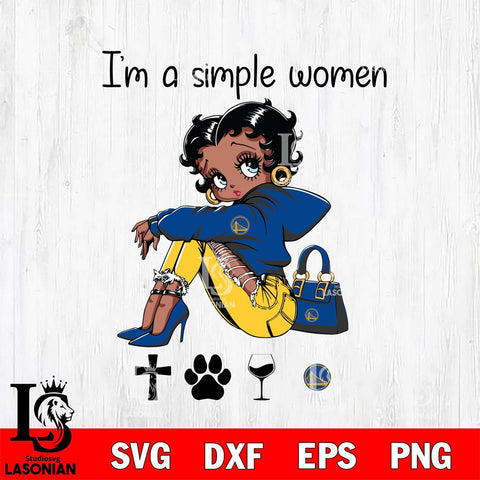 Golden State Warriors Betty Boop Black Fan I Am Simple Women Svg Eps Dxf Png File, Digital Download