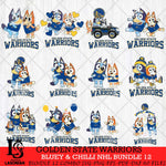 Golden State Warriors Bluey & Bingo NBA Bundle 12 SVG Eps Dxf Png File, Bundle NBA svg, Digital Download, Instant Download