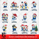 Golden State Warriors Bluey Christmas NBA Bundle 12 Cricut , Christmas Svg , Bluey svg , Digital Download, dxf eps png pdf file