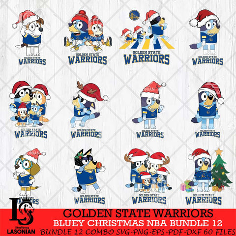 Golden State Warriors Bluey Christmas NBA Bundle 12 Cricut , Christmas Svg , Bluey svg , Digital Download, dxf eps png pdf file