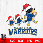 Golden State Warriors Bluey Family Christmas Svg Eps Dxf Png File, Digital Download