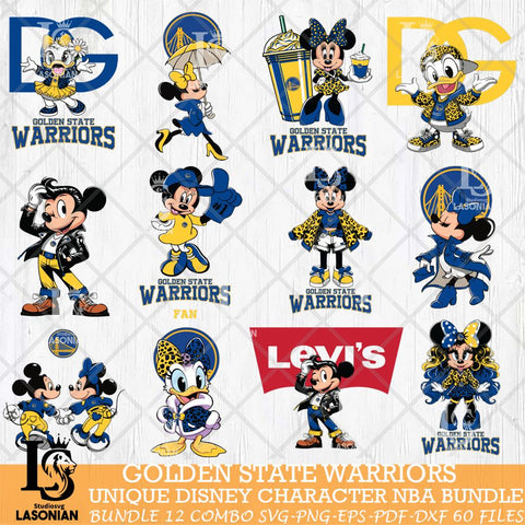 Golden State Warriors Disney character NBA Bundle 12 Svg Eps Dxf Png File, Digital Download, Instant Download