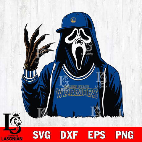 Golden State Warriors Ghostface Horror basketball SVG DXF EPS PNG FILE, NBA File Cut,Halloween Digital Download,Instant Download, Silhouette