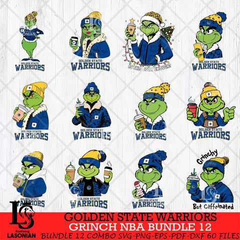 Golden State Warriors Grinch NBA Bundle 12 SVG Eps Dxf Png File, Digital Download, Instant Download